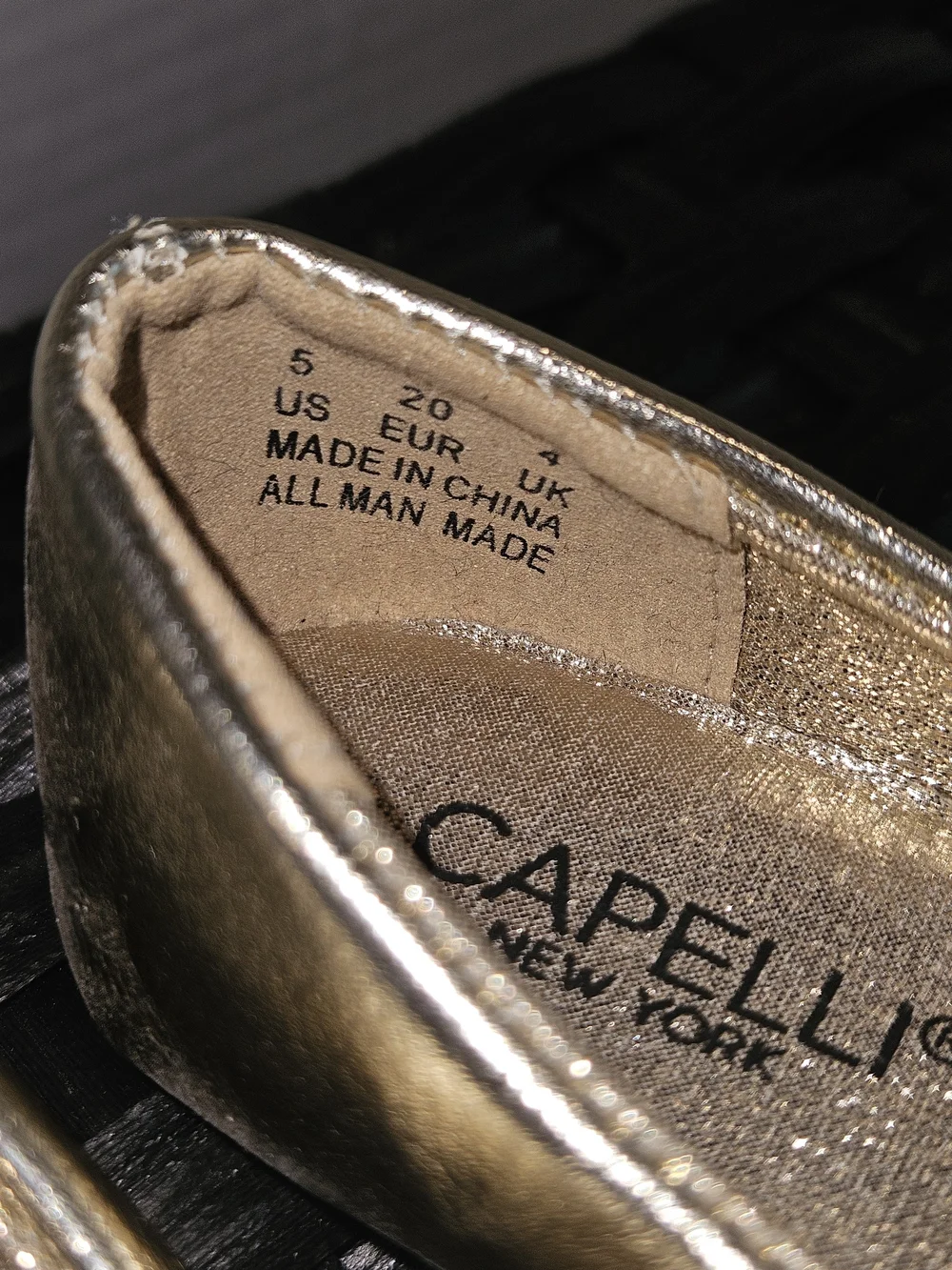 Capelli of New York Metallic Gold Mary Jane Flats with Bow Accent